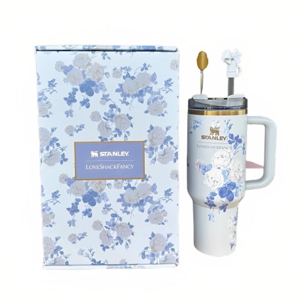 Stanley x LoveShackFancy 40oz Quencher Tumbler – Floral Blue New